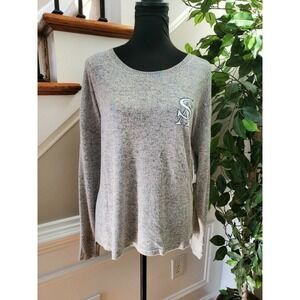 Boxer Craft Women's Gray Viscose Round Neck Long Sleeve Casual Shirt Size Large